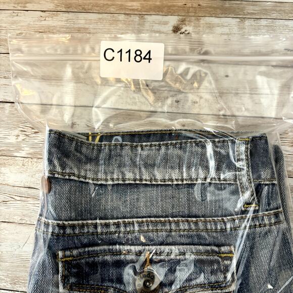 Y2K Mudd Jeans Sz 5 Grunge Skater VTG Crop Distressed Patched Low Rise Jean - Picture 11 of 11
